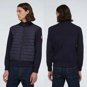 NWT Canada Goose Men's HyBridge Knit Packable Jacket Navy Wool Knit Down Filled
